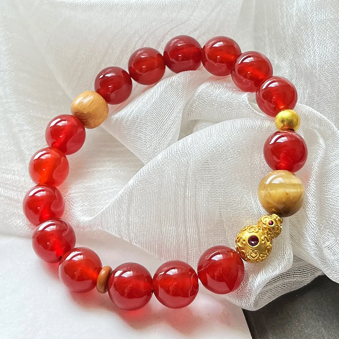 7A 10mm High-Quality Icy Translucent Watery Natural Red Carnelian & Agate Beaded Stretch Bracelet Stackable Hand Chain for Women