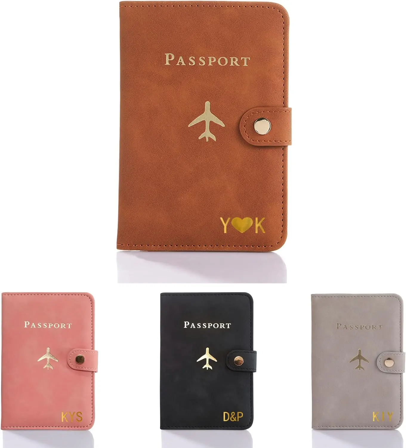 Customized Passport Holder Covers Case, Personalized Leather Passport Wallets with Gold Stamping Name, Premium Waterproof Passport Cover, RFID Passport Holder for Travel, Study Abroad, Office