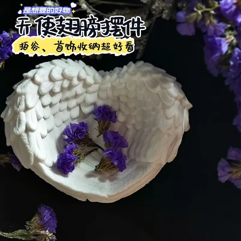 

Гипсовое хранилище ювелирных изделий Love Angel Wing, камень диффузора для внутреннего автомобиля, ароматический гипсовый дисплей, подарок, обновленная версия дома