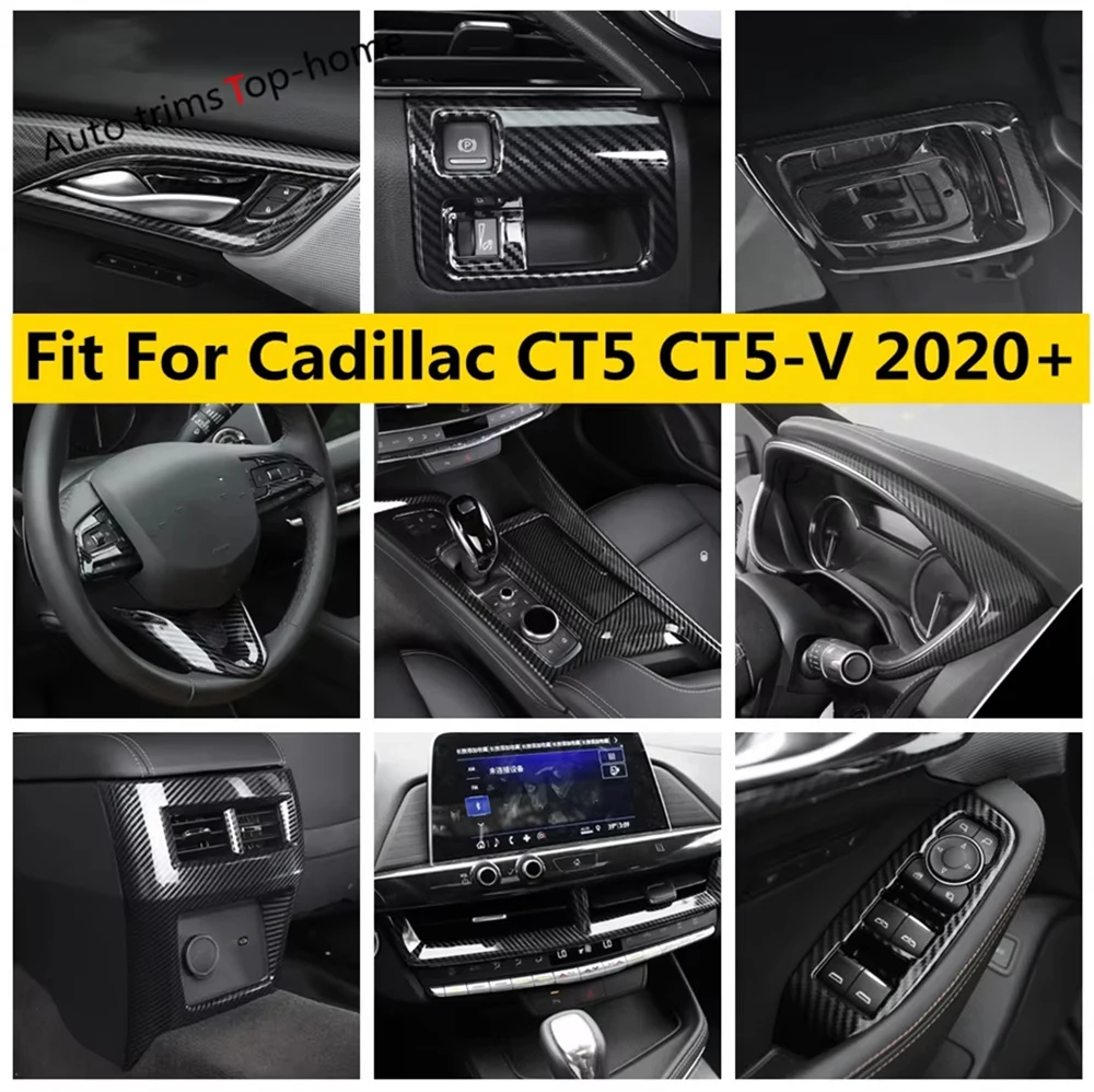 

Shift Gear Panel Steering Wheel Window Lift Button Cover Trim ABS Carbon Fiber Accessories For Cadillac CT5 CT5-V 2020 - 2024