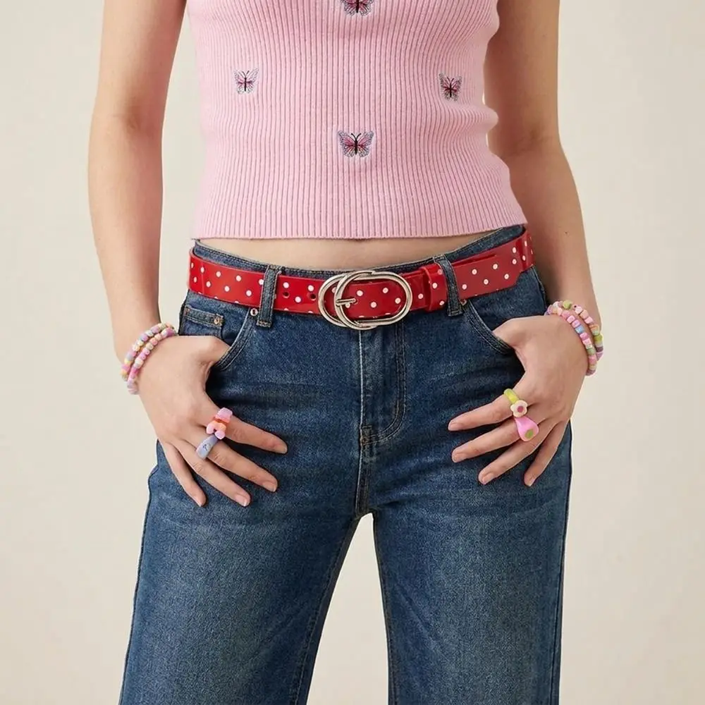 Fashion PU Leather Polka Dot Belt Millennial-Style Spicy Girl Y2K Belt Dopamine Personalized Skirts Waistband Women