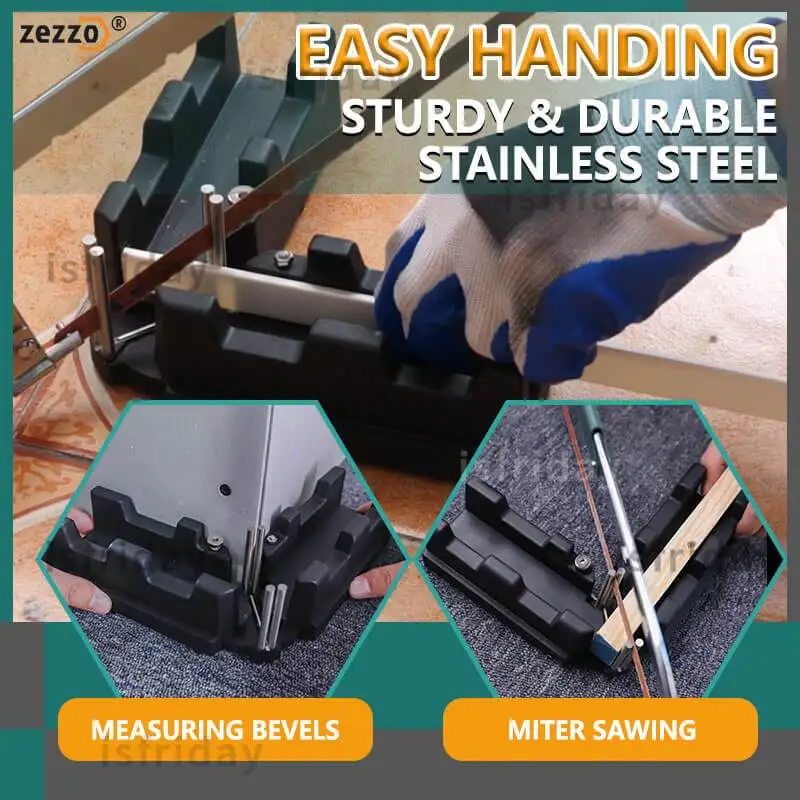 Bevel Gauge and Mitre Box 2-in-1 Mitre Measuring Cutting Tool Measure Bevels and Miter Sawing Angle Cutting Tool For Baseboards