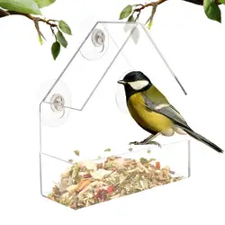 Window Bird Feeders Clear Acrylic House Feeders For Bird Transparent Windowsill Birdfeeders Window Bird House For Conure Budgie