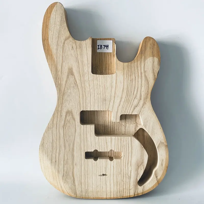 iB741 Natural No Paints Solid ASH Wood Semi Finishing PJB Bass Body for Electric Bass Replace and DIY Active Pickups Model