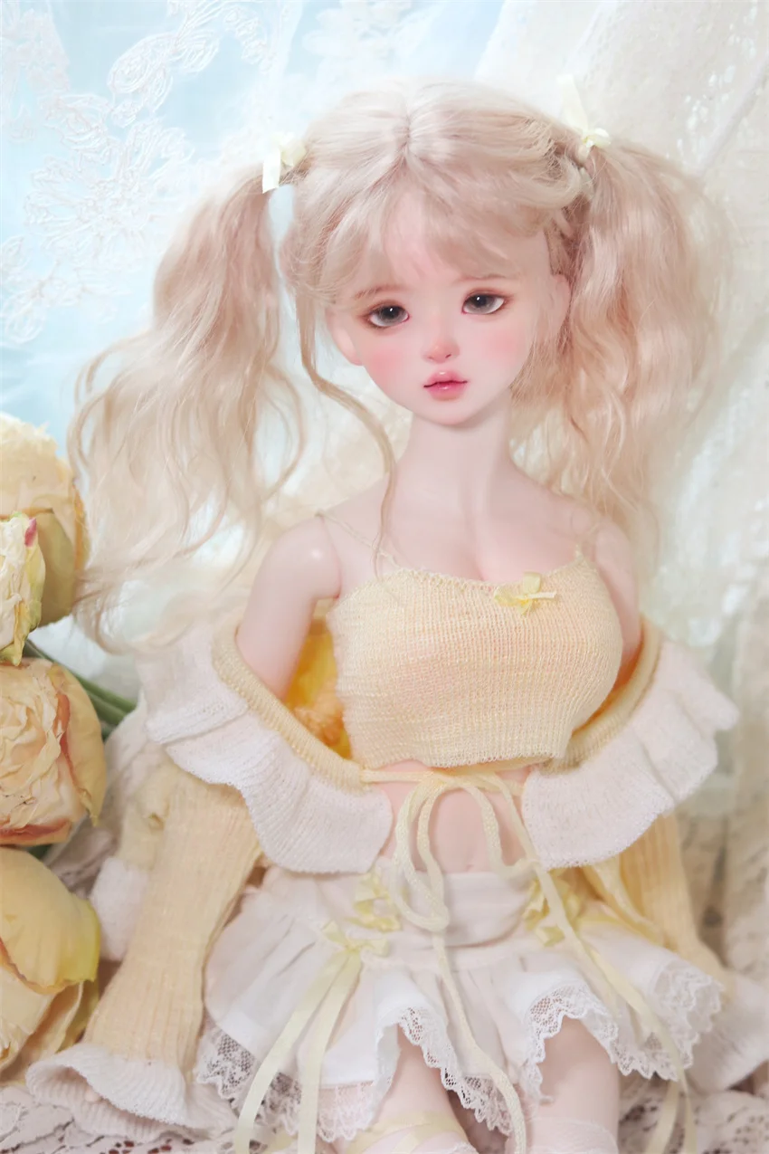 BJD /SD Doll Clothes Toys Cute Sets Girls Beautiful Lacy Dress Yellow Pink Purple 1/4 Soft Short Skirt Gifts Doll Accessories