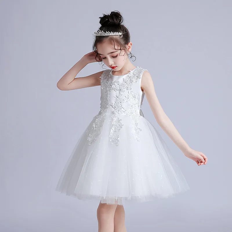 Mädchen kurze Sommer Hochzeits kleid flauschige Mesh Prinzessin mittelgroße Kinder kleidung June 1. Aufführung für 3-12 Jahre alt