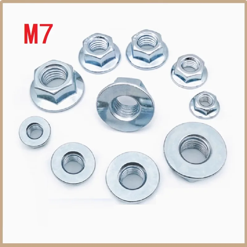 M7 Pitch 1.0 มม. น็อตหน้าแปลนหกเหลี่ยมชุบสังกะสี