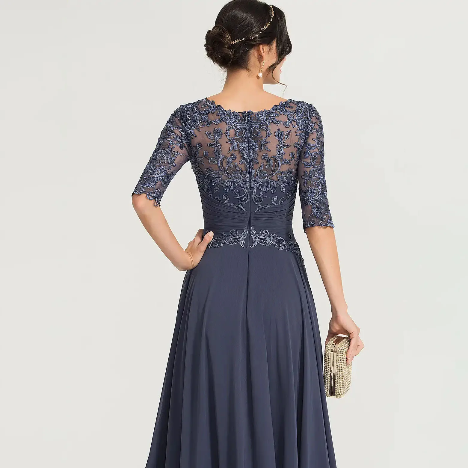 Mother of the Bride Dresses Customized Lace Chiffon Party Dress A-Line Vintage Gown Formal Robe Invitée Mariage
