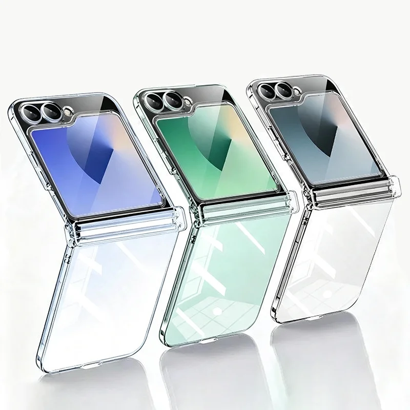 Z Flip8 Case Luxury Clear PC Phone Case For Samsung Galaxy Z Flip 8 Zflip7 6 5 4 3 Ultra Thin Anti-Yellow Hinge Protection Cover