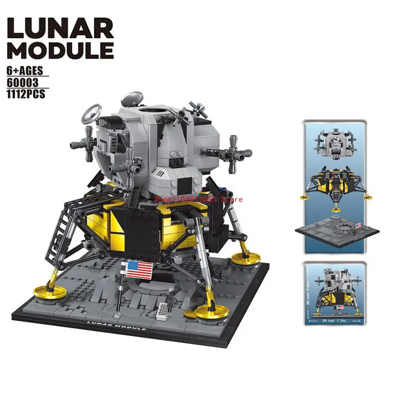 Dalam stok 37003 Apollo V peluncuran ruang angkasa 60003 Apollo 11 Moon Space Rocket Lander Model blok bangunan 10266 21309