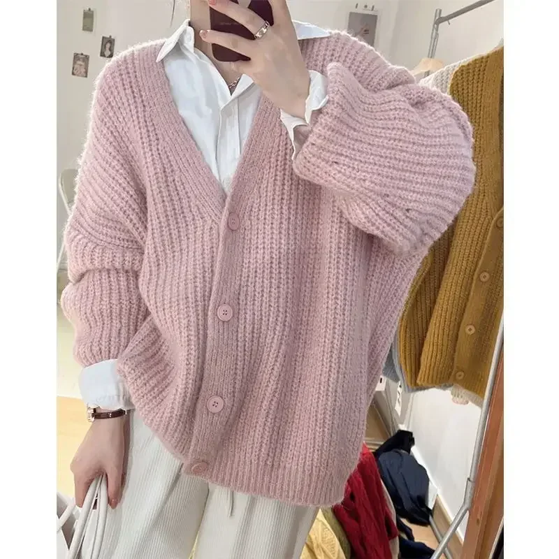 

2025 New Autumn Versatile Coat Cardigan Cardigan Women's Loose Sweater Academy Style Sweet Cute Knitwear Long Sleeve Top