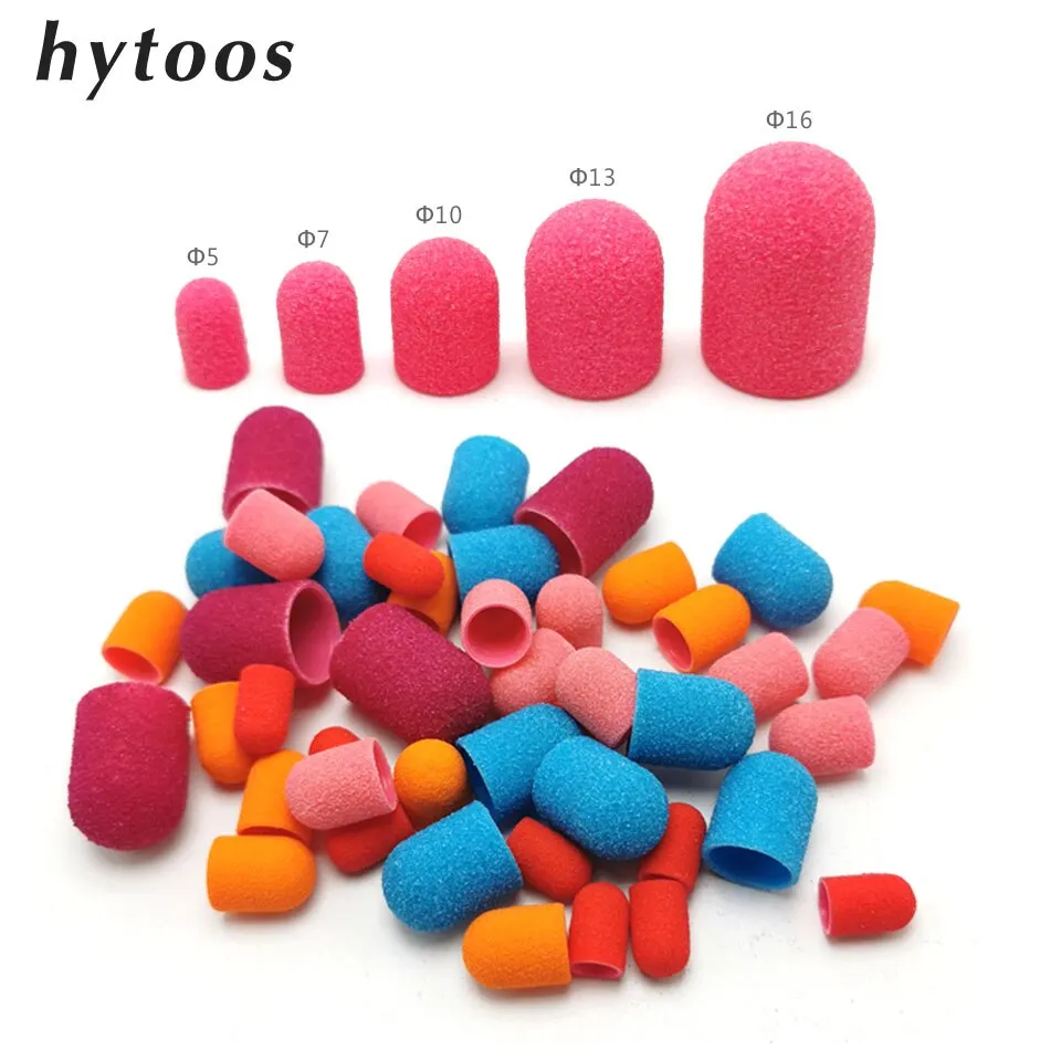 50Pcs Plastic Sanding Caps Nail Drill Accessories Pedicure Care Polishing Sand Block Foot Cuticle Remove Tool