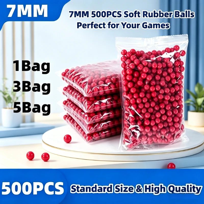 

7MM Red Squishy Rubber Balls Safe Non Irritating Outdoor Game Refill Parts 1Bag/2Bag/3Bag/5Bag/10Bag
