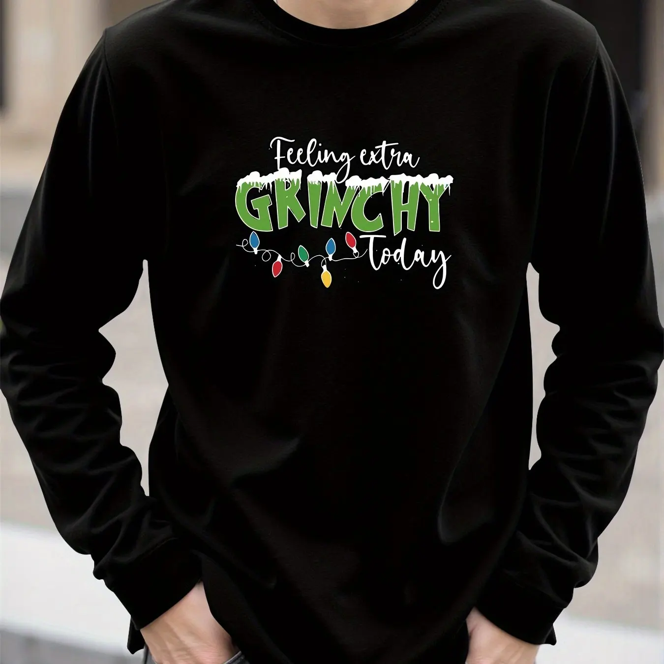 

Funny 3D Christmas Letter Print Men's T-Shirt Spring and Autumn Casual O-neck Loose Long Sleeve Top New Year Gift X'mas Clothing