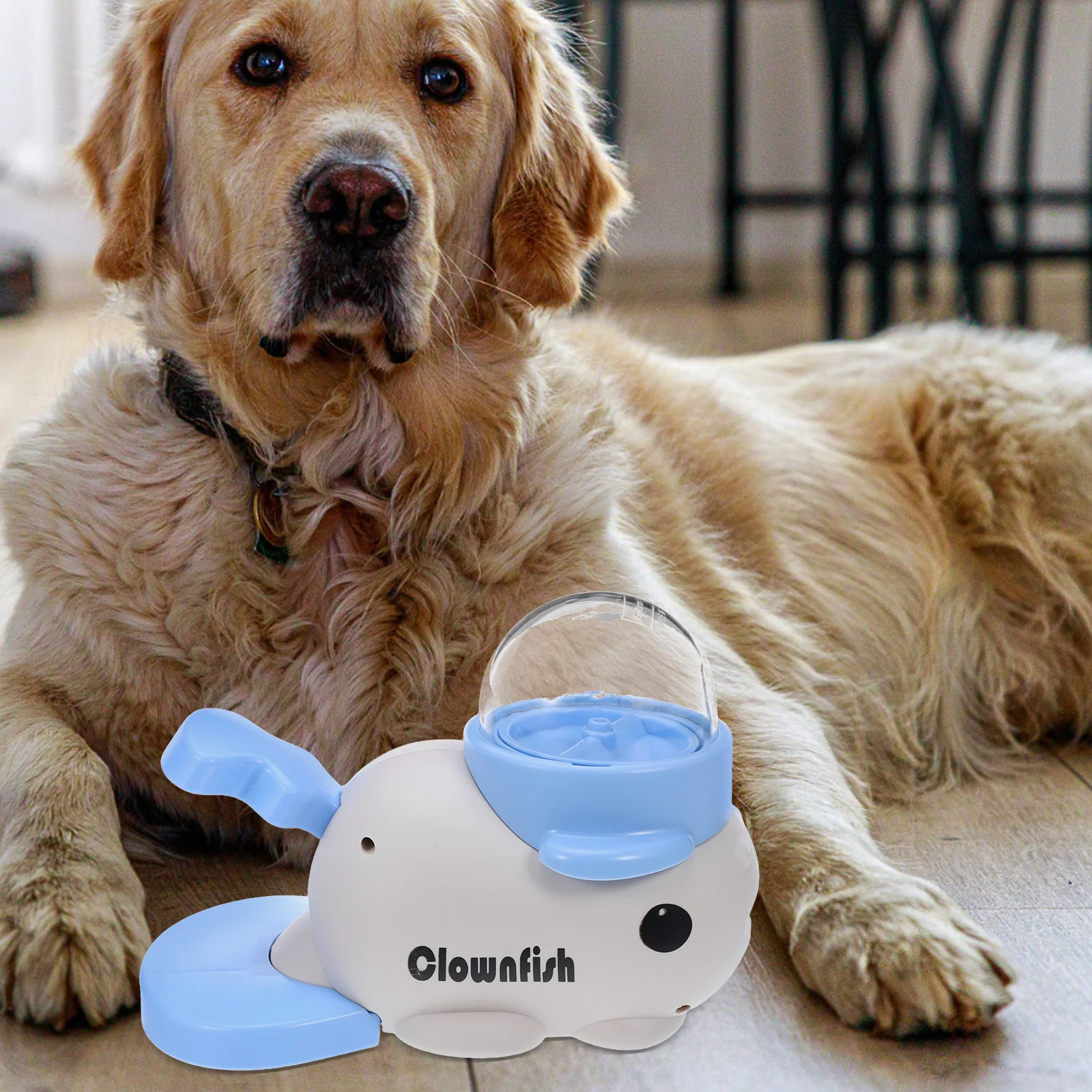 

Whale Shaped Press Rotate Dog Treat Dispenser Interactive Food Puzzle Slow Feeder Training Button Feeder Pet Food Leaking