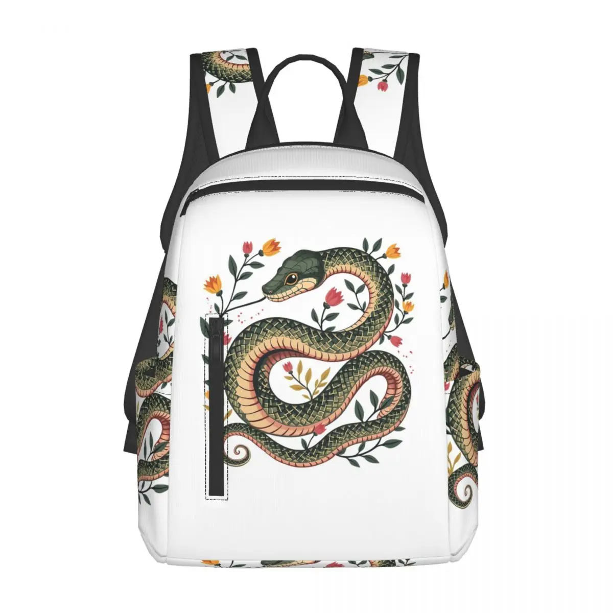 Botanical Serpent Nature Inspired Backpack Daypack Large Capacity Children BookBag School Bag Shoulder Bags for Men Women