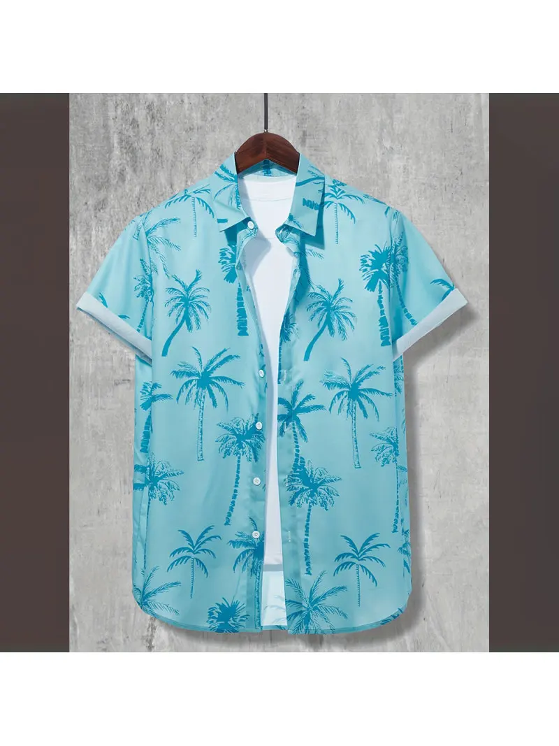 

Summer Beach Vacation Mens Short Sleeve Shirt Hawaiian Style Short Sleeve Jacket Casual Outdoor Button Down Shirt Clothing