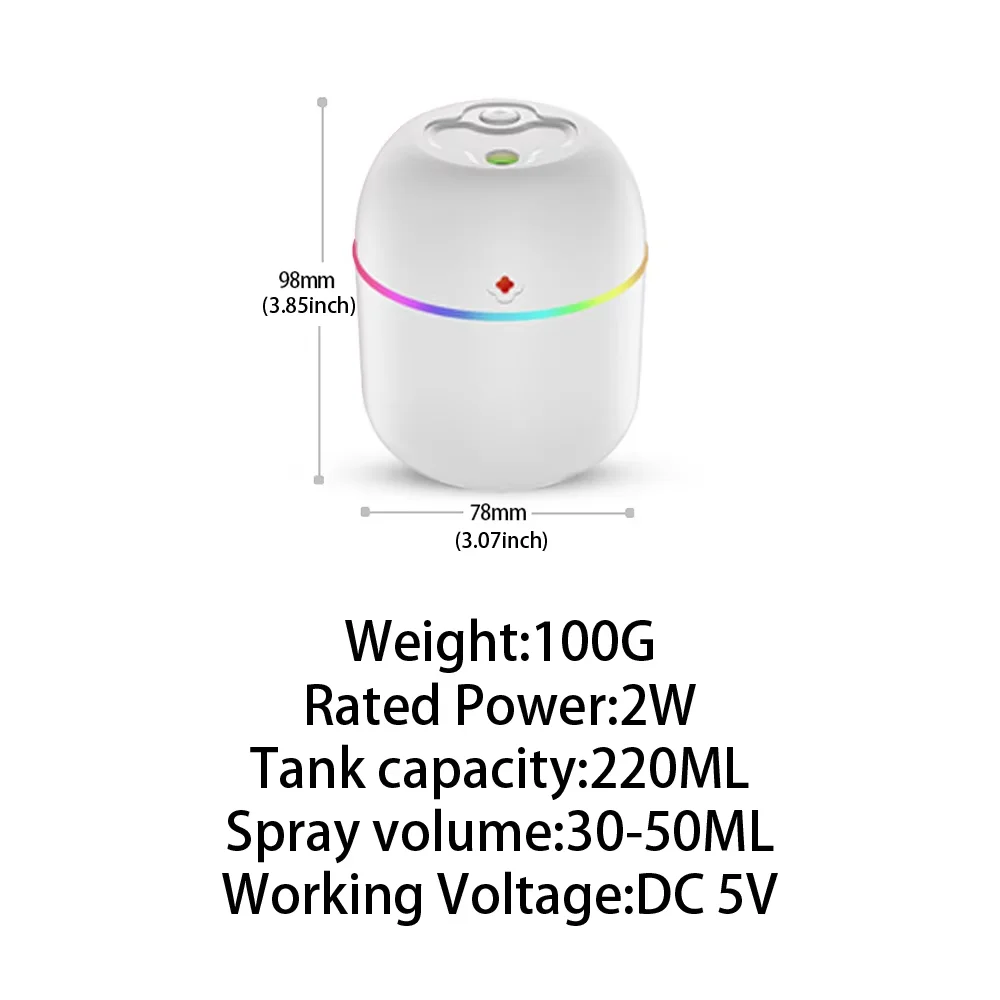 USB Mini Portable Air Humidifier Color Changing Mood Light Quiet 220ml Household Mute Hydrating Air Atomization Humidifie image 6