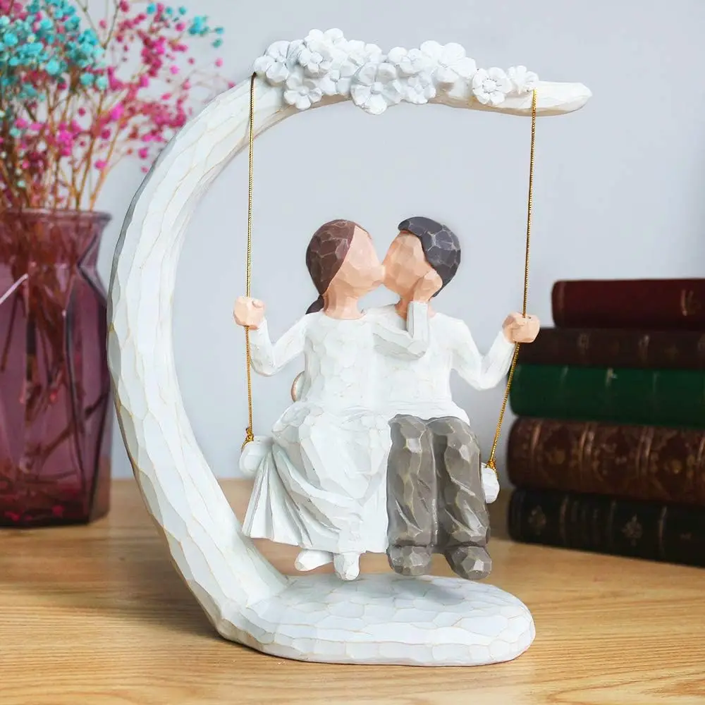 

Romantic Couple Resin Statue Hand-Painted Couple Sculpture Home Bedroom Decoration Wedding Anniversary Gift Couple Gift