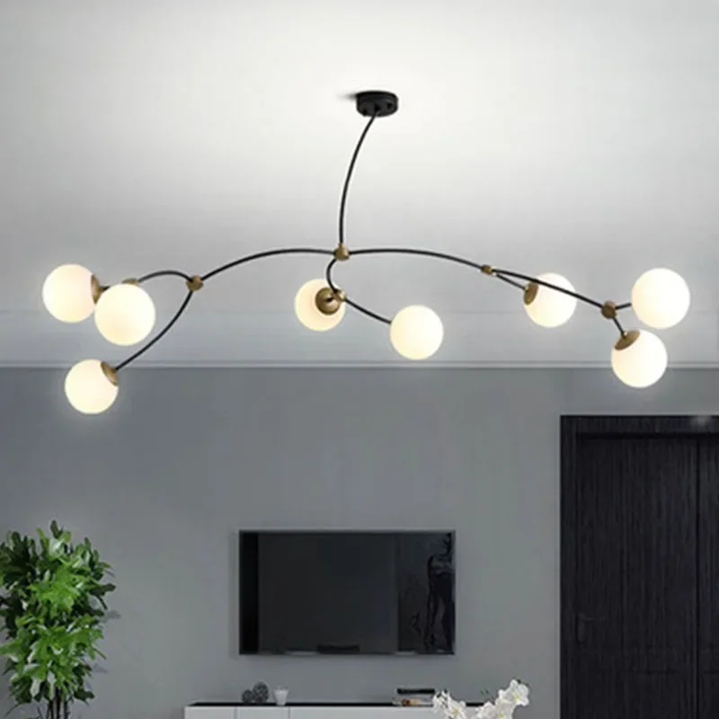SANDYHA Nordic Magic Bean Chandelier Minimalist Twig LED Pendant Light for Bedroom Living Room Dining