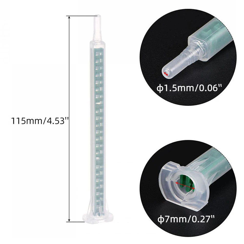 24-Element Square Static Mixer Nozzle for 50ml AB Glue Cartridges, Epoxy Adhesive Mixing Tip Manual Applicator