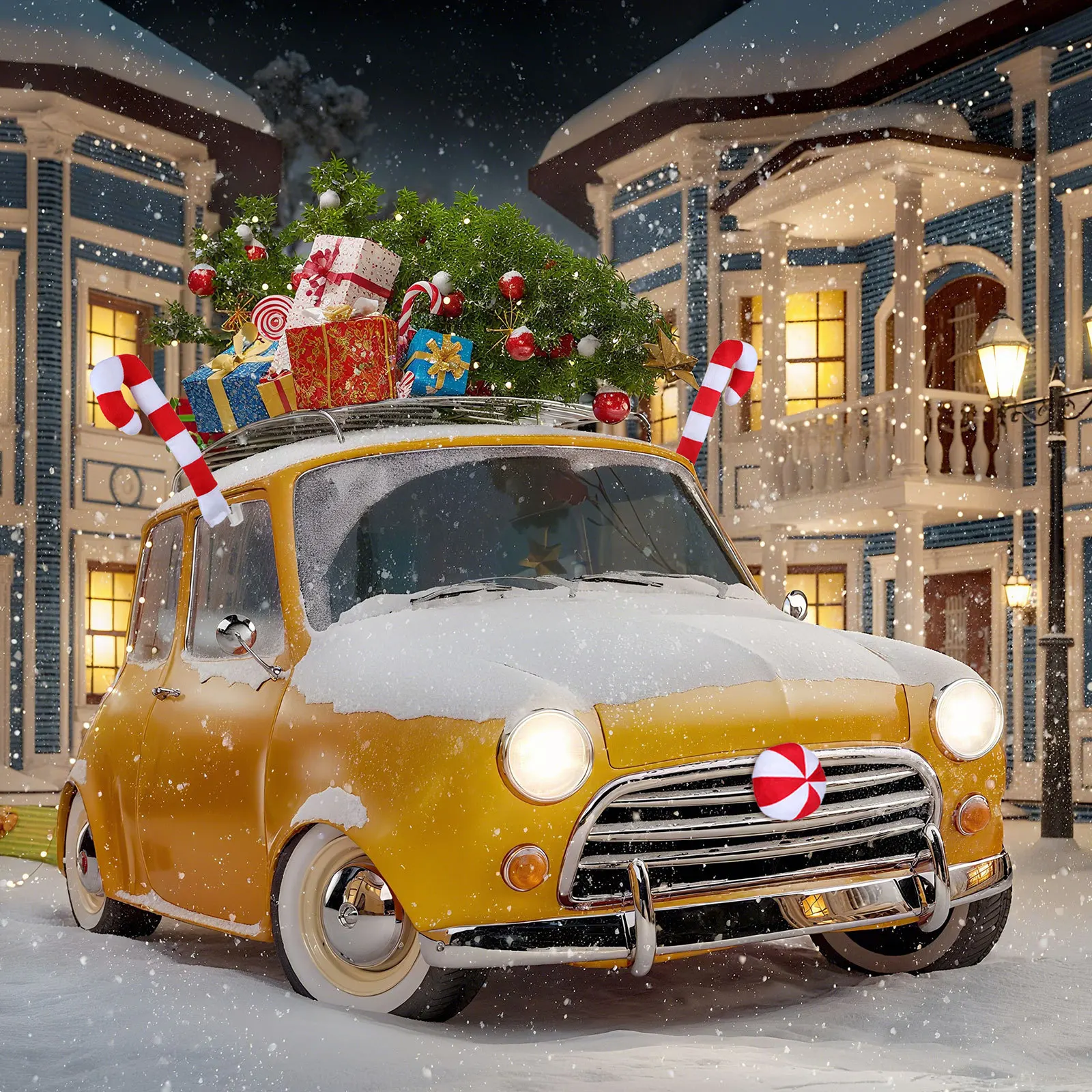 قرون قصب حلوى عيد الميلاد قرون الرنة لتركيب نافذة السيارة لا حاجة إلى أدوات ديكورات السيارة