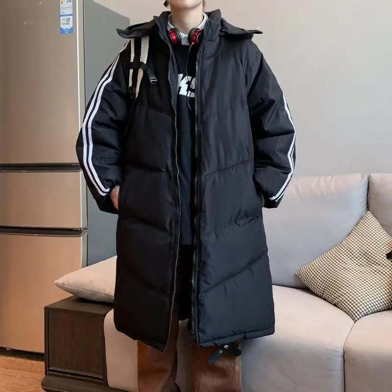 

Зимняя мужская хлопковая куртка средней длины Thiened, пуховая парка, повседневная молодежная одежда, чистый цвет, с капюшоном и застежкой-молнией