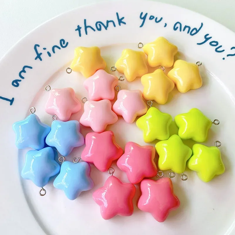 10 قطعة قلادة خماسية ثلاثية الأبعاد من الراتنج الملون الحلوى ، قلادة خماسية جميلة ، إكسسوارات قلادة على شكل نجمة ملونة 2025 #1