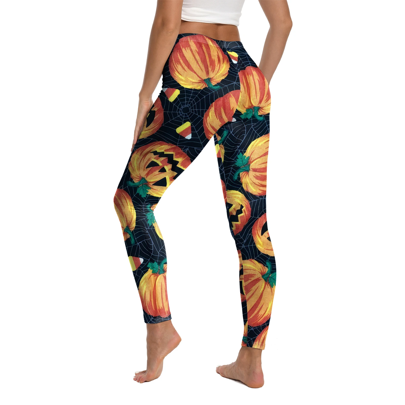 Halloween nouveau dames conception pantalons de Yoga femme taille haute Sexy Yoga élastique mince Fitness gymnase Sport entraînement citrouille femmes Leggings