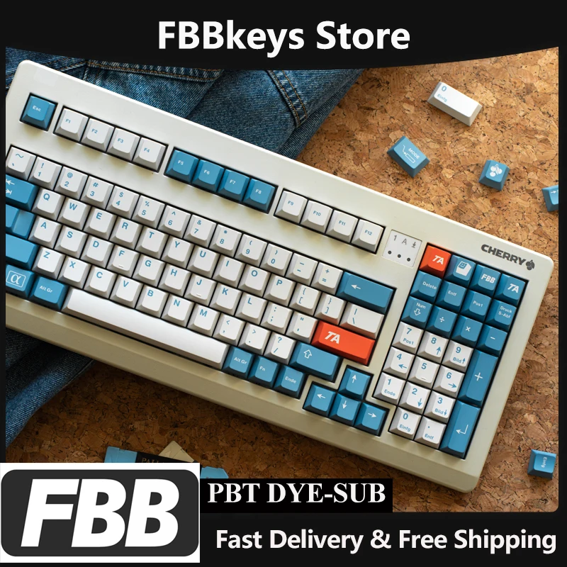 

FBB Keycaps Cherry Profile Blue Grey Keycap Set Fit for Cherry Mx Switches Mechanical Keyboard 60%, 75%, 80%, 96%, 100%, etc
