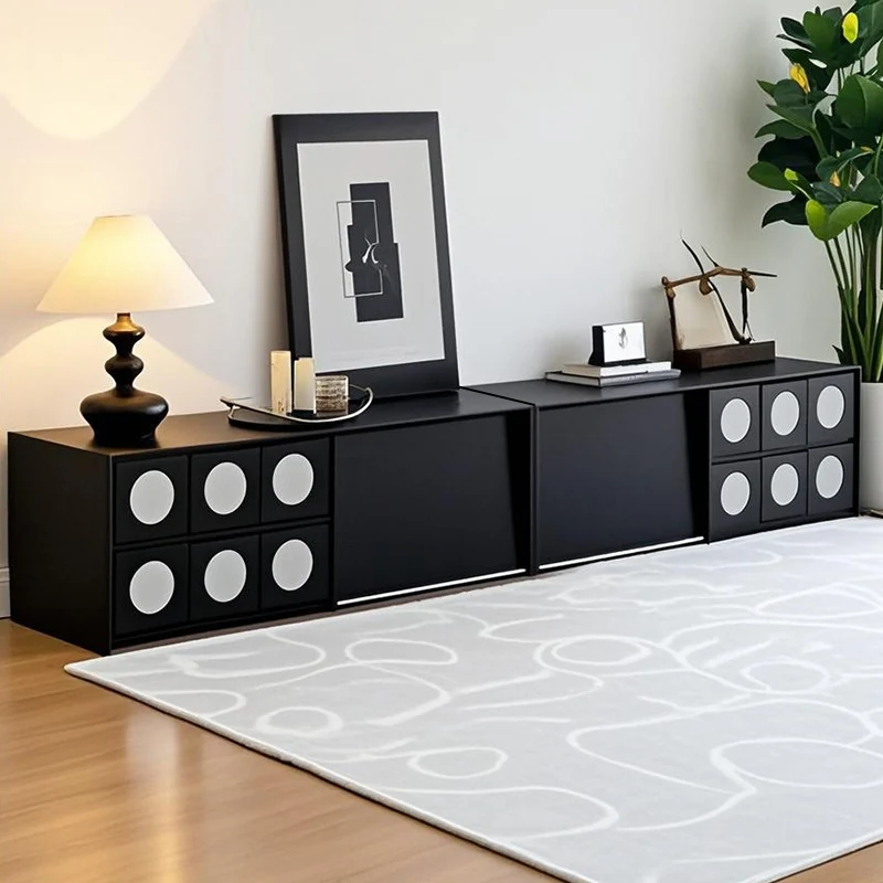 

Stylish Contemporary Solid Wood TV Stand with Storage Cabinets and Shelves for Living Room Television Media Console Furniture