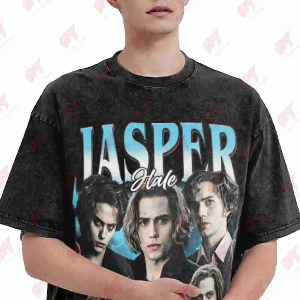 Jasper Hale Twilight Fan Vintage Washed Tee Pure Cotton T-Shirt