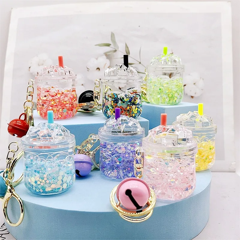 Cute Acrylic into the Oil Luminous Iceberg Cup Keychain Automobile Hanging Ornament Liquid Drift Bottle