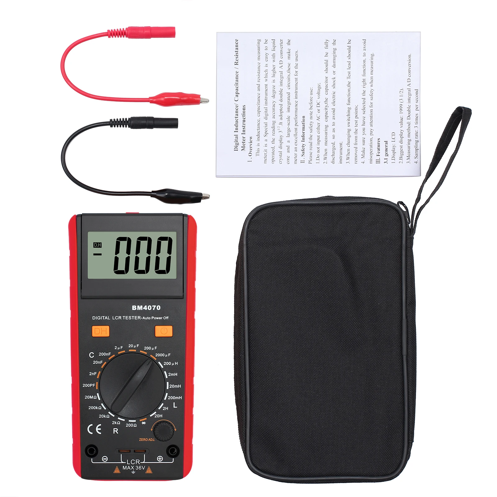 Imagem -06 - Proster Lcr Medidor Capacitância Indutância Resistência Auto-descarga Lcd Digital Multímetro Tensão Tester Multimetro para Bm4070