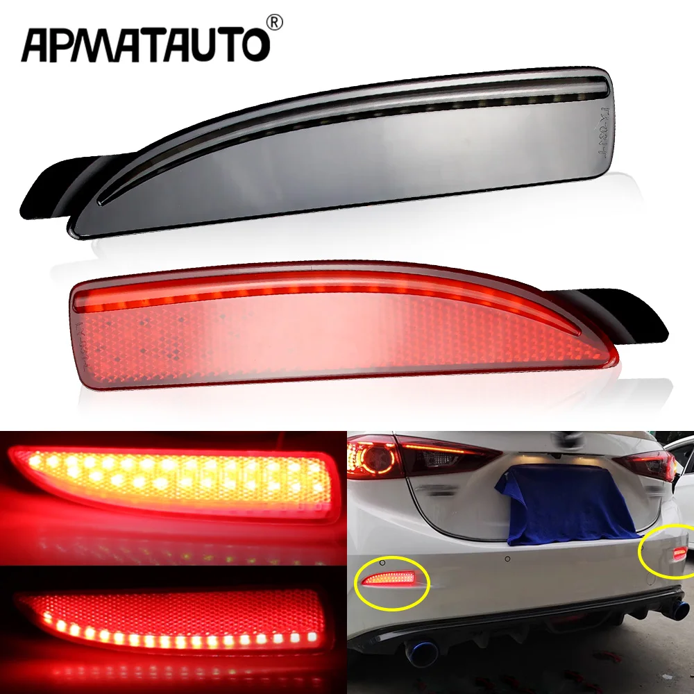 2pcs 12V LED Car Rear Bumper Lights Tail Reflector For Mazda 3 5 6 Axela Atenza sedan Rear Bumper Reflector Brake Fog Lamp