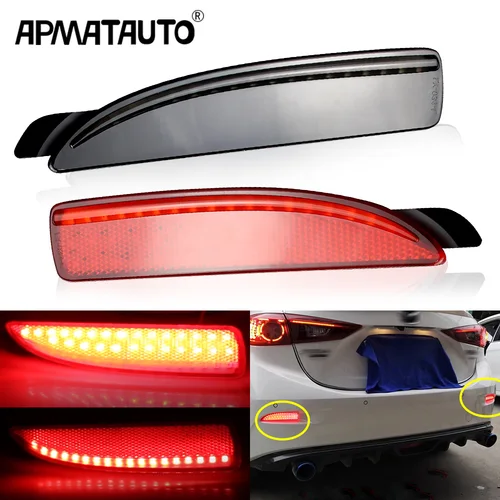 2 uds 12V luces LED para parachoques trasero de coche Reflector trasero para Mazda 3 5 6 Axela Atenza sedan Reflector de parachoques trasero lámpara antiniebla de freno