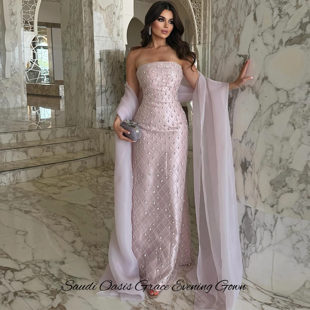 Elegant Mermaid Organza Celebrity Gowns with Shawl Strapless Sleeveless Customized Prom Dress Delicate Crystal Evening Dress image 4