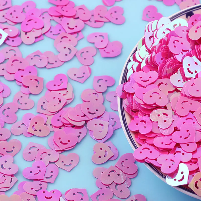 10g/20g/50g/10mm new smiling face sequins PVC loose sequins crafts color scraps nail art DIY wedding sewing decorative sequins