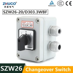 ZHUCO SZW26/LW26-20 D303.3 20A 3 Pole Custom Electric Universal Cam Changeover Switch With Waterproof And Dustproof Sealed Box