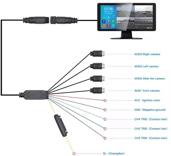 2026 10.36 Inch 4CH 1080P Quad Split IPS Touch DVR System Side View Reverse Cameras Waterproof for Truck Bus Fleet Safety