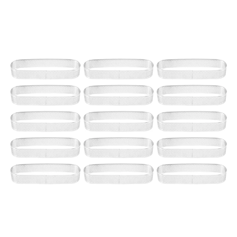 

15Pcs Oval Tartlet Molds Perforated Tart Molds for Baking Stainless Steel Round Form Ring for Tart Mousse Pies Quiche