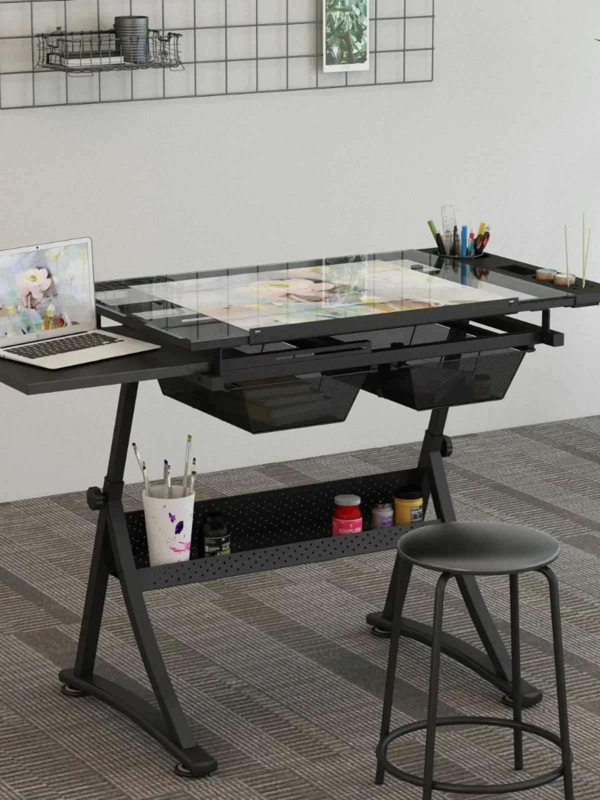 Glass drawing table Lifting Angle-adjustable Painting Table Desk Oil Painting Art Painting Design Architect