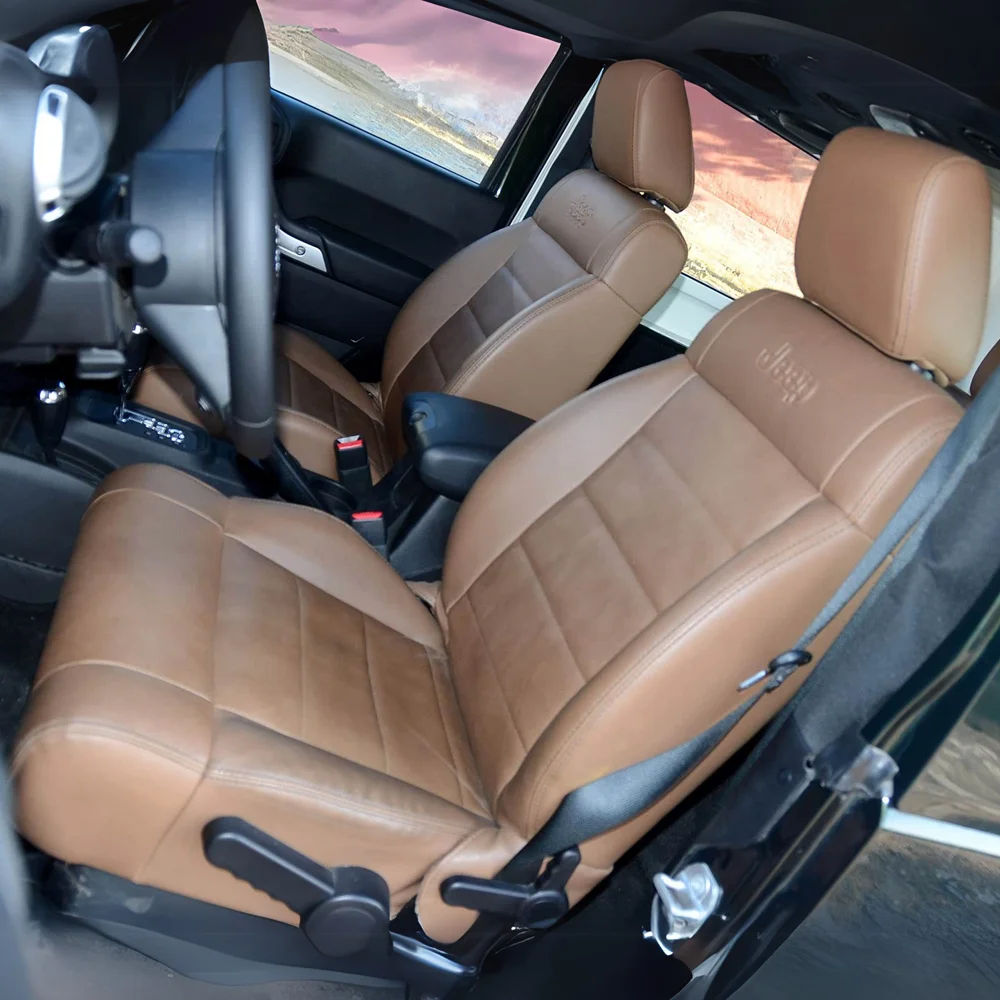 For Jeep Wrangler JK 2 Doors 2011 2012 Nappa Leather Custom Car Seat Covers Full Set Interior Protector Accessories