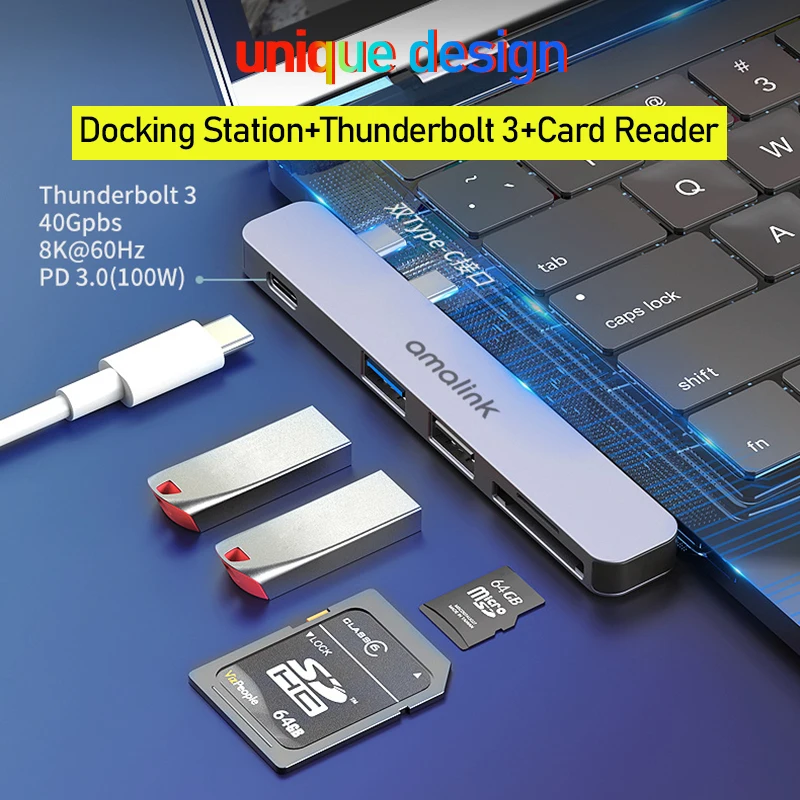 Apple ラップトップ mac アクセサリー用デュアル USB-C ハブドッキングステーション usb デュアル macbook Pro/Air サンダーボルトドックステーション HDMI 8K 60HZ