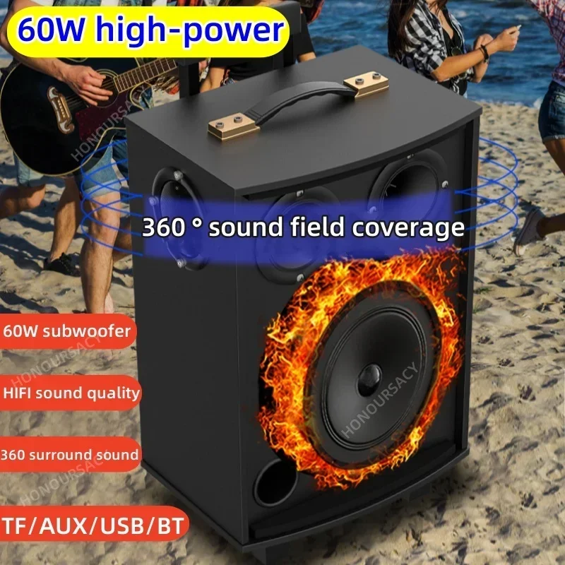 Imagem -05 - Tws Partybox com Dual Mic Music Center Subwoofer Super Bass Alto-falante Bluetooth sem Fio Impermeável ao ar Livre tf 60w de Alta Potência