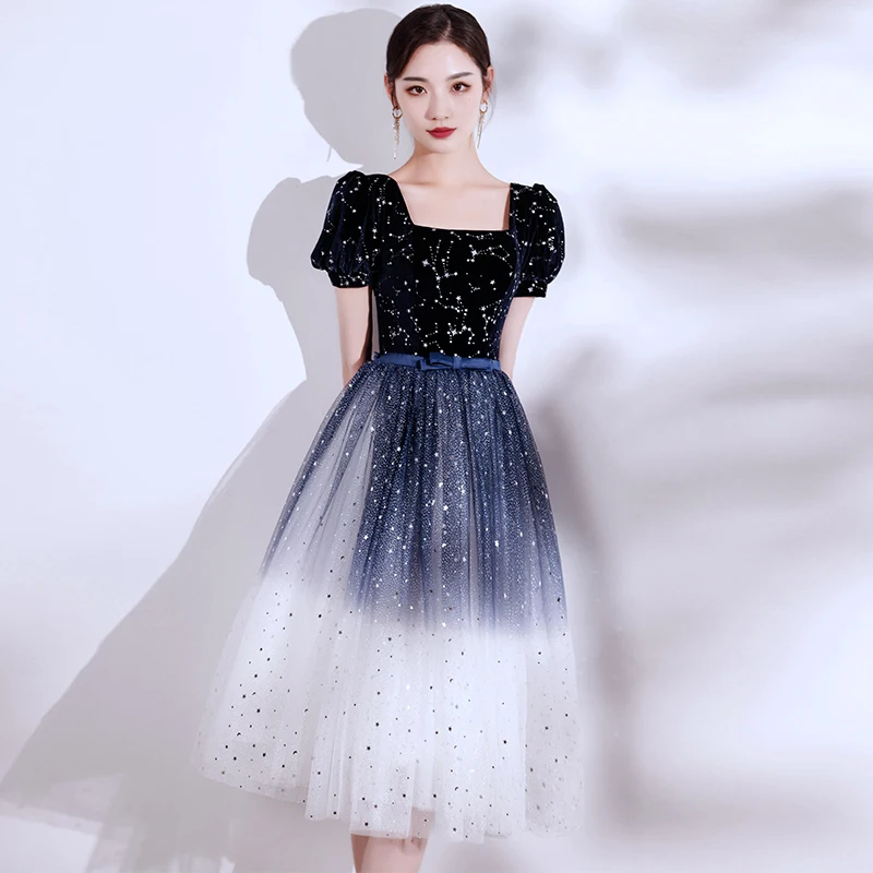 

Вечернее платье Ele Bla 2025: Новинка, роскошное, с высокой талией, из шелкового атласа, с коротким рукавом, А-силуэт, для вечеринок