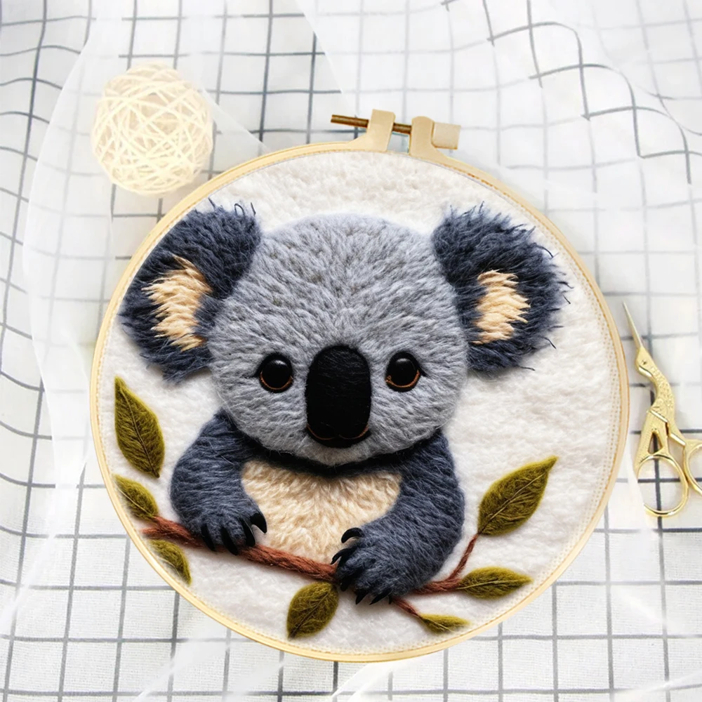 

CHENISTORY Modern Needle Felting Painting With Frame Kit Koala Animal For Adults Wool Embroidery Kit Felting For Beginners