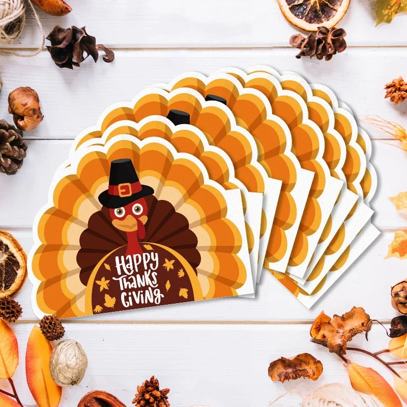 20pcs/Pac 28*36cm Thanksgiving Shaped Paper Napkins Autumn Party Holiday Disposable Paper Napkins Decorative Paper Placemats