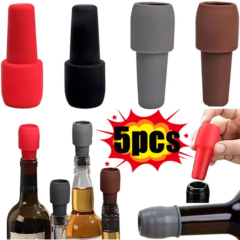 Silicone Wine Stoppers Beverage Bottle Sealer Reusable Sparkling Wine Bottle Stopper Keeping Wine Champagne Fresh Kitchen Tools