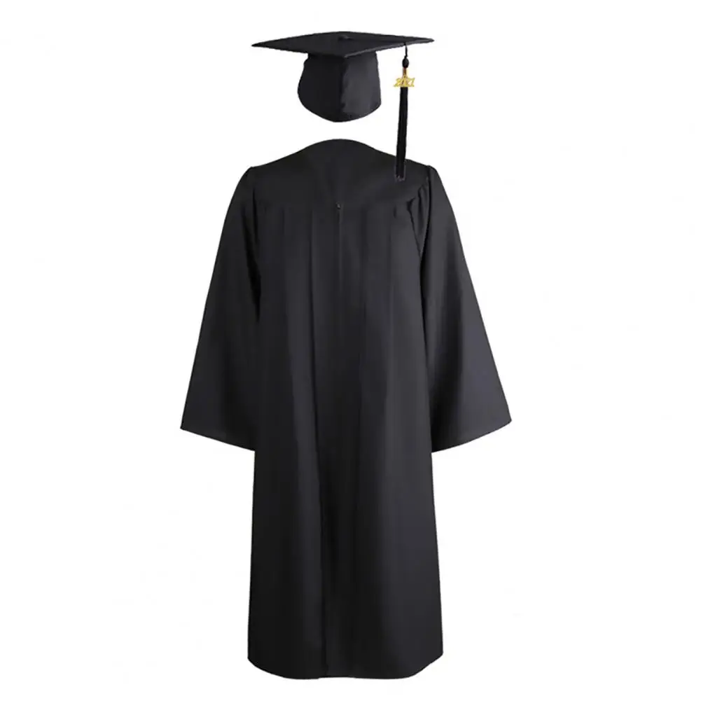 Ensemble de robe de graduation avec pompon pour adultes, uniformes universitaires, robe de graduation, casquette de mortier académique, master, médecin, célibataires